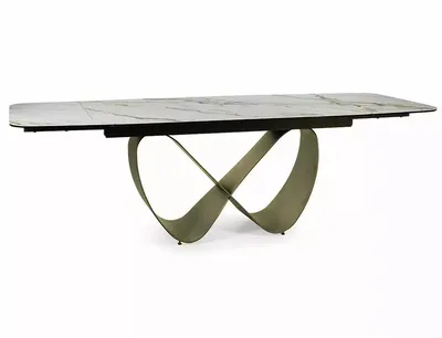 Stół rozkładany INFINITY Ceramic 160/240x95 - biały/brązowy