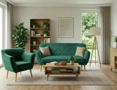 Fotel KARO 1 Velvet - buk/zielony Bluvel 78