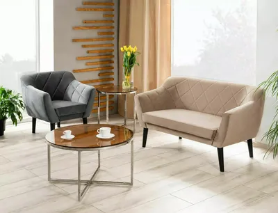Sofa 2-osobowa KARO 2 Velvet - wenge/ciemny beżowy Bluvel 40