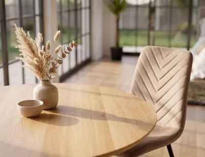 Stół okrągły LUNA 90 cm - dąb/czarny