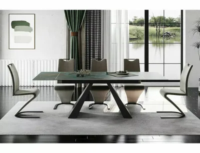 Stół rozkładany SALVADORE Ceramic 160/240x90 - turkusowy/czarny mat