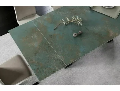 Stół rozkładany SALVADORE Ceramic 160/240x90 - turkusowy/czarny mat