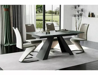 Stół rozkładany SALVADORE Ceramic 160/240x90 - turkusowy/czarny mat