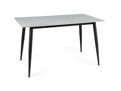 Stół RION 130x70 - biały marmur/czarny