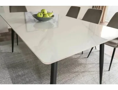 Stół RION 130x70 - biały marmur/czarny