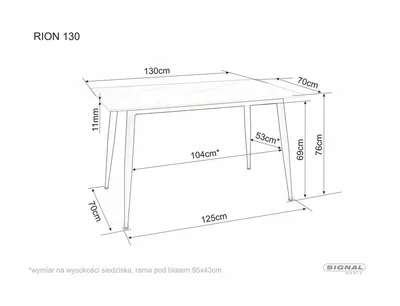 Stół RION 130x70 - biały marmur/czarny