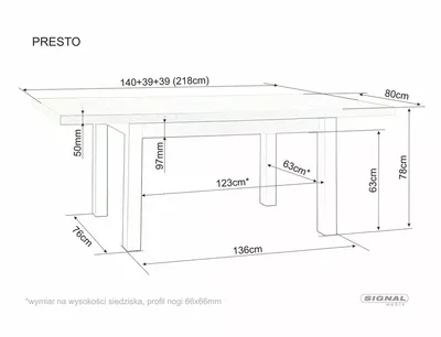 Stół rozkładany PRESTO 140/218x80 - dąb artisan/czarny