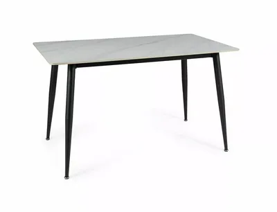 Stół RION 160x90 - biały marmur/czarny