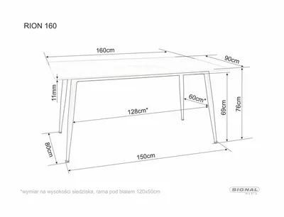 Stół RION 160x90 - biały marmur/czarny