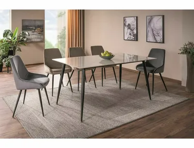 Stół RION 160x90 - biały marmur/czarny