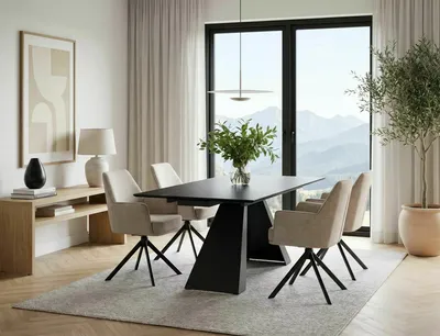 Stół rozkładany SALVADORE CERAMIC SAHARA NOIR 160/240x90 - czarny/czarny mat