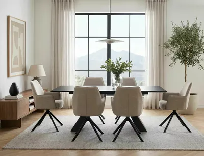 Stół rozkładany SALVADORE CERAMIC SAHARA NOIR 160/240x90 - czarny/czarny mat