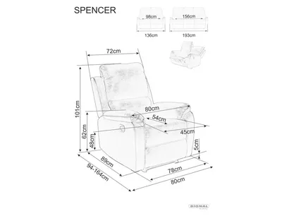Sofa z funkcją relaks SPENCER 3 Velvet - szary bluvel 14
