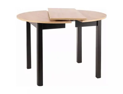 Stół okrągły rozkładany DANTE 102-142x102 - dąb artisan/czarny mat