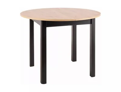 Stół okrągły rozkładany DANTE 102-142x102 - dąb artisan/czarny mat