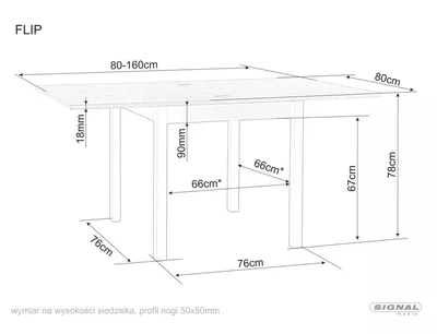 Stół rozkładany FLIP 80-160x80 - dąb artisan/czarny