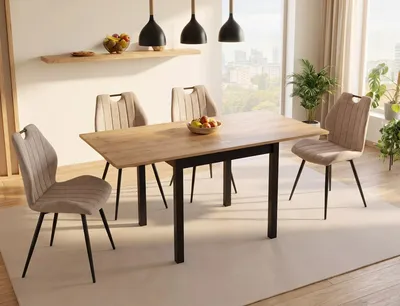 Stół rozkładany FLIP 80-160x80 - dąb artisan/czarny