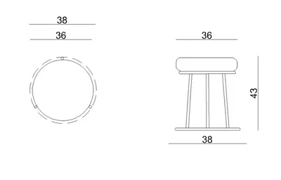 Taboret tapicerowany CORTO - czarny