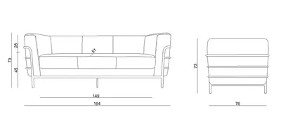 Sofa 3-osobowa ARMO - czarny/chrom
