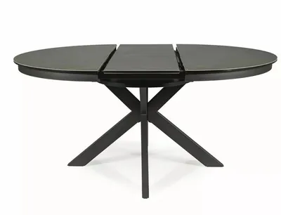 Stół rozkładany PORTO CERAMIC 120-160x120 - efekt marmuru/czarny mat