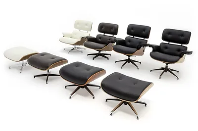 Fotel z podnóżkiem LOUNGE HM - czarny/orzech
