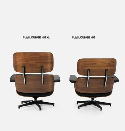 Fotel z podnóżkiem LOUNGE HM XL - czarny/orzech