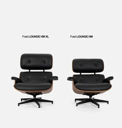 Fotel z podnóżkiem LOUNGE HM XL - czarny/orzech