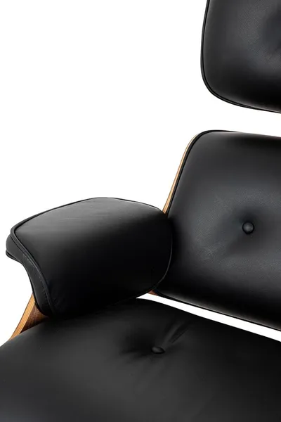 Fotel z podnóżkiem LOUNGE HM XL - czarny/orzech