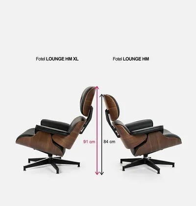 Fotel z podnóżkiem LOUNGE HM XL - czarny/orzech