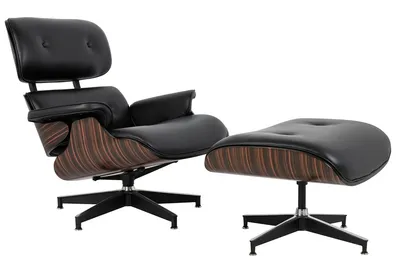 Fotel z podnóżkiem LOUNGE HM - czarny/heban