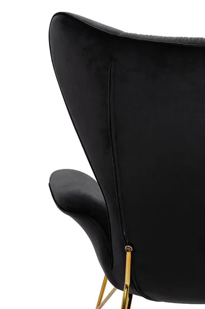 Fotel welurowy SHRIMP VELVET - czarny/złoty