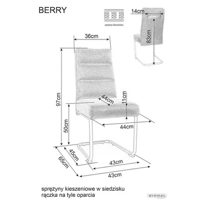Krzesło tapicerowane na płozie BERRY Brego - czarny/oliwkowy Brego 77