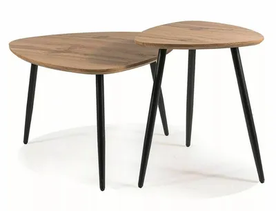 Zestaw 2 stolików TWIN - dąb artisan/czarny