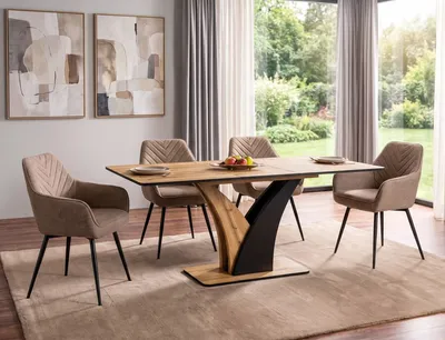 Stół rozkładany VENTO 120/160x68 - dąb artisan/czarny