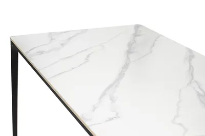 Stół SLIM 180x90 - biały marmur/czarny