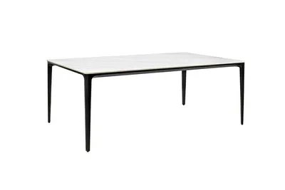 Stół SLIM 180x90 - biały marmur/czarny