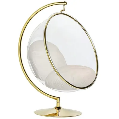 Fotel BUBBLE STAND GOLD Velvet - beżowy/złoty
