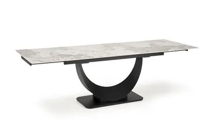 Stół rozkładany FERNANDO 160-240x92 - biały marmur/czarny