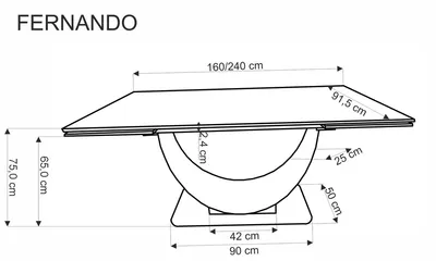 Stół rozkładany FERNANDO 160-240x92 - biały marmur/czarny