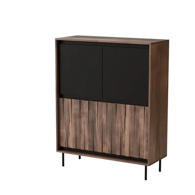Komoda 4-drzwiowa SWING KM-2 - orzech/czarny