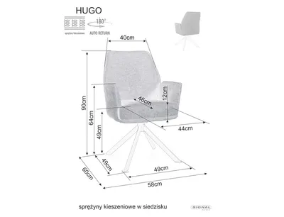 Krzesło obrotowe tapicerowane HUGO Brego - ciemny szary