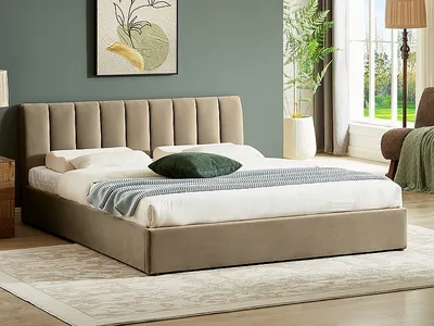 tkanina Bluvel 28 Łóżko z pojemnikiem MONTREAL Velvet 140x200 - beżowy Bluvel 28