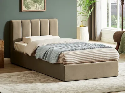 tkanina Bluvel 28 Łóżko z pojemnikiem MONTREAL Velvet 90x200 - beżowy Bluvel 28