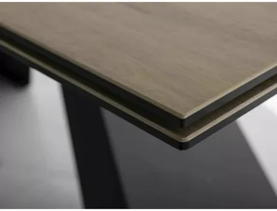 Stół rozkładany WESTIN CERAMIC Sabbia 160/240x90 - jasny brąz/czarny mat