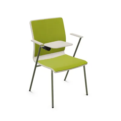 RAL 6003 / tkanina STG68119 / S396 Light Grey Krzesło z pulpitem i tapicerowanymi nakładkami FEN