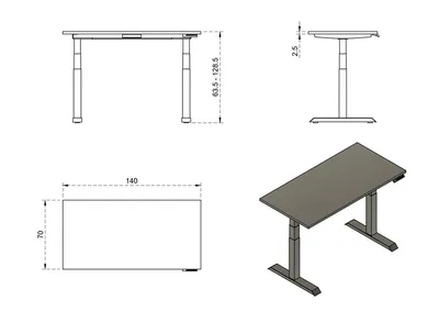 Biurko regulowane FIGHTER SINGLE DESK 160x70 - beżowy/biały