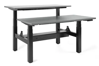 Biurko regulowane FIGHTER DOUBLE DESK 160x70 - antracyt/czarny