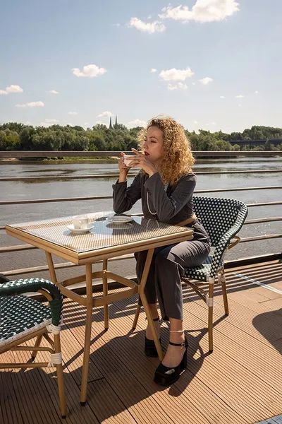 Krzesło CAFE MIRAMAR - morski/naturalny
