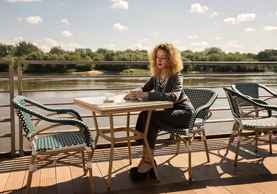 Krzesło CAFE MIRAMAR - morski/naturalny