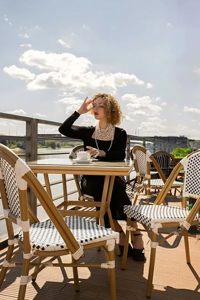 Krzesło CAFE PARIS - biały/naturalny